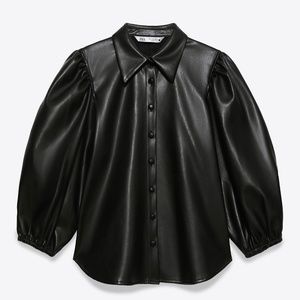 Zara Faux Leather Blouse